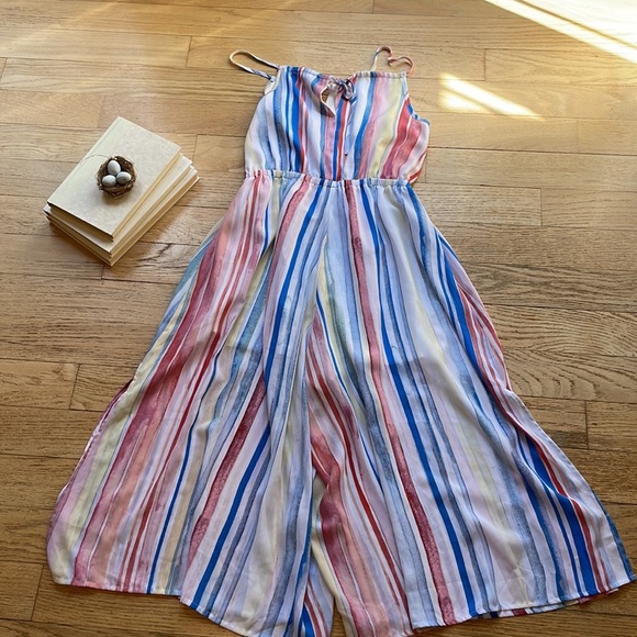 Romper JACK by BB Dakota Lovy Watercolor Stripe Cropped Jumpsuit - Picture 10 of 13